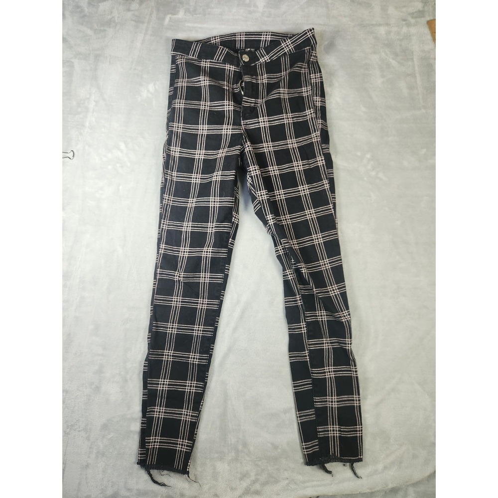 Divided Size 6  Womens Jeans‎ Mid Rise Stretch Black Pink Plaid Skinny